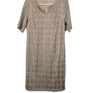 STUDIO ONE WOMEN'S LACE DRESS, CHAMPAGNE Beige SIZE 14 Coquette Boho Party